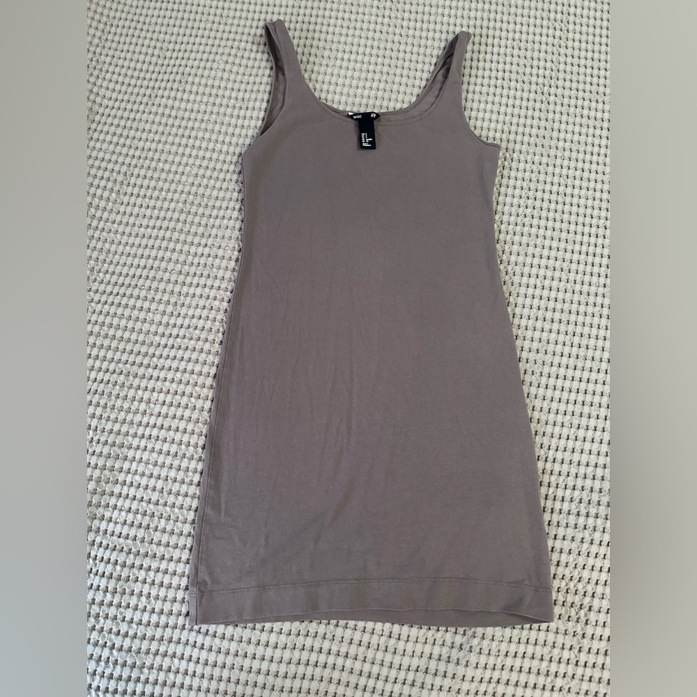 H&M Sleeveless Scoop Stretch Dress Small Taupe